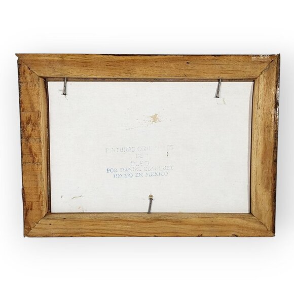 Vintage Daniel Blanquet Mexican Miniature Oil Painting Sailboat Seagulls Sunset - Picture 4 of 5